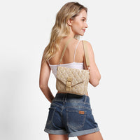 Quilted Straw Crossbody Bag