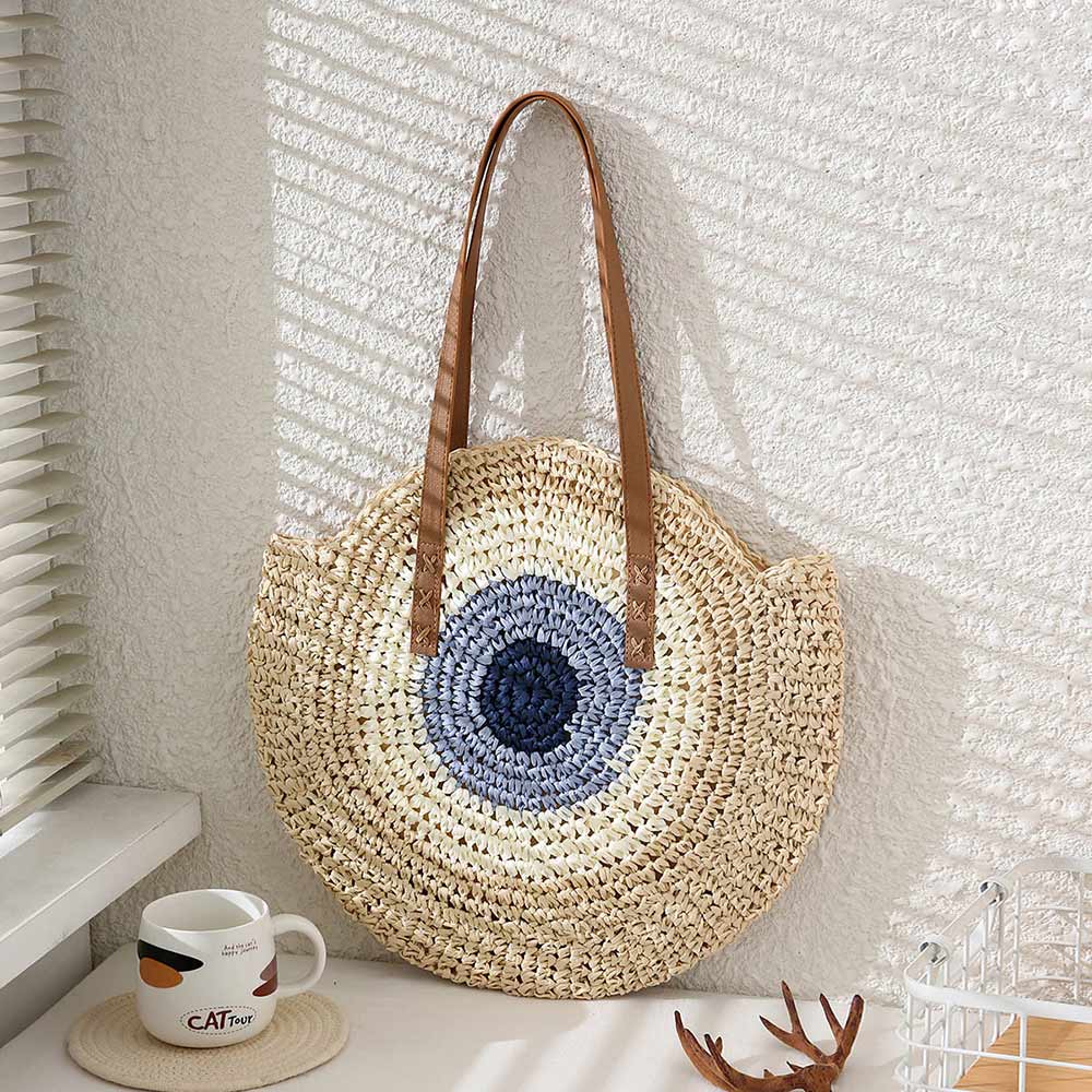 Evil Eye Straw Bag