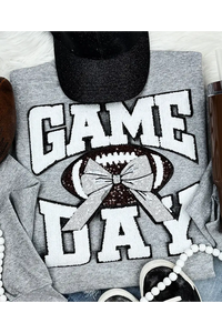 Sequins Bow Game Day Chenille Crew Neck