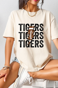 Tigers Football Distressed Lightning Bolt Tee